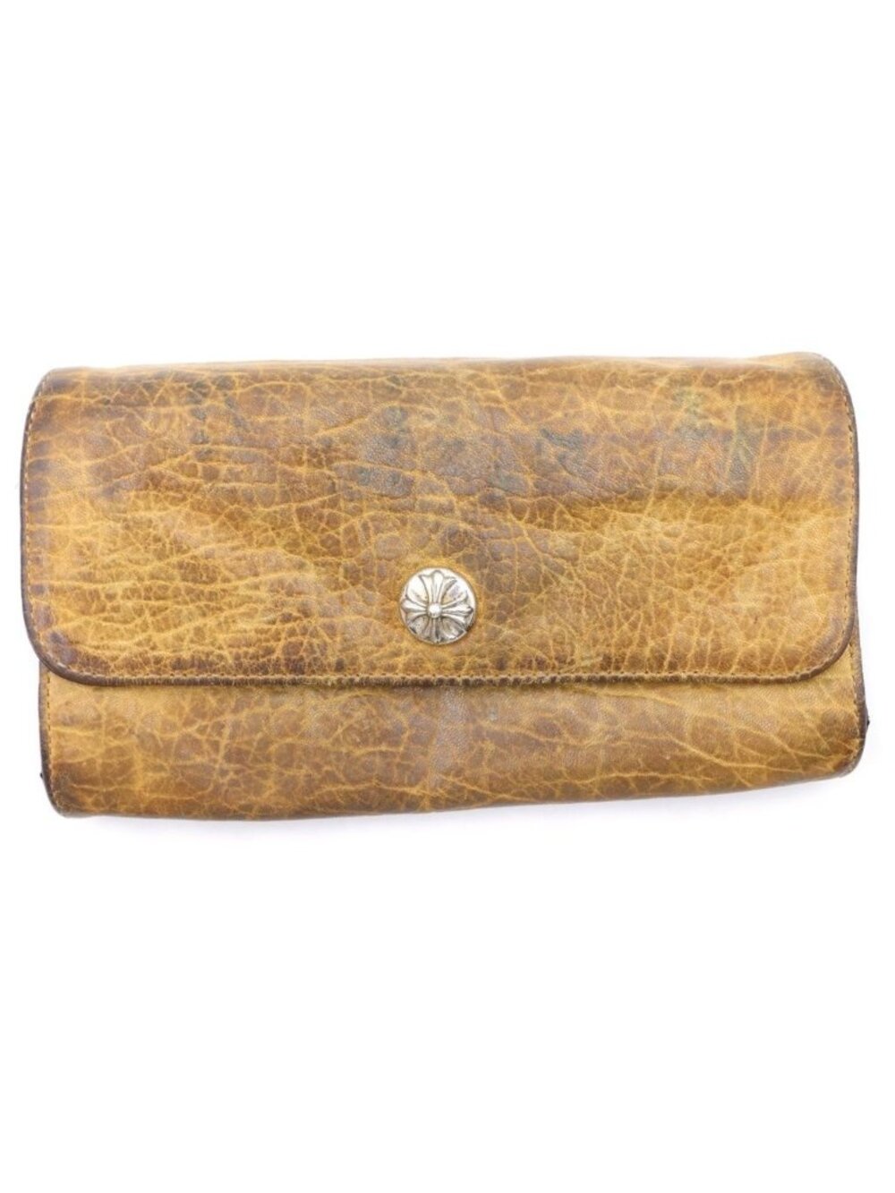 Chrome Hearts Judy Cross Ball Button Leather Wallet Brown